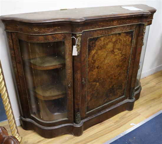 A Victorian walnut side cabinet with gilt metal mounts, W.155cm